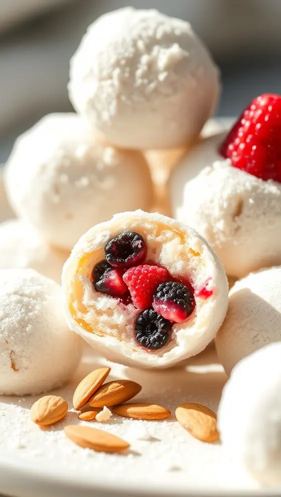 Berry-Filled Almond Snowballs