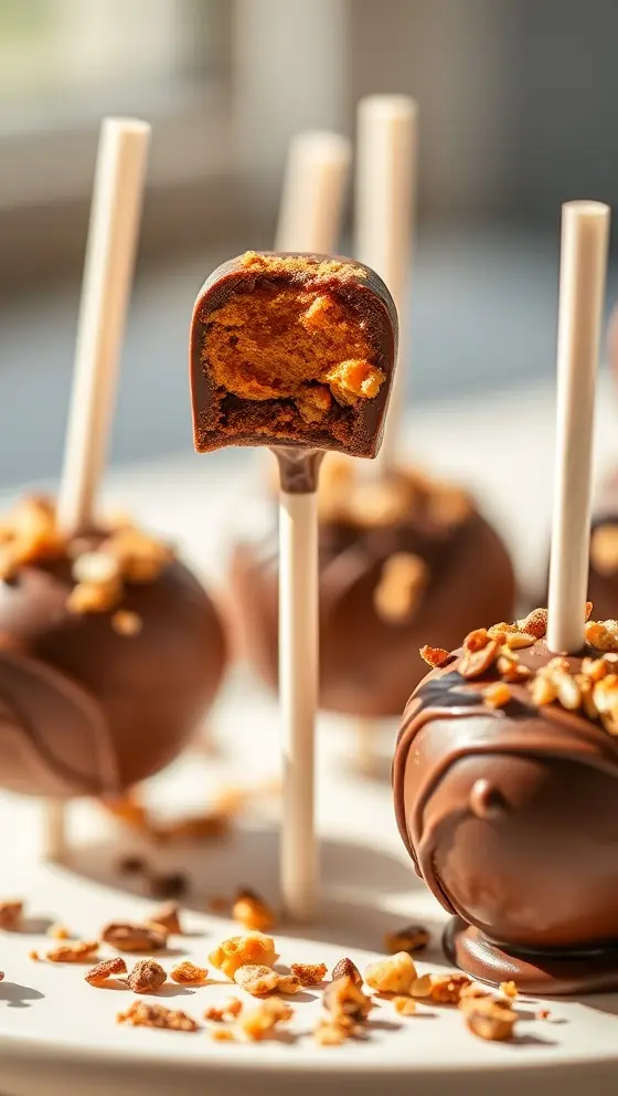 Fall Chocolate PB Pumpkin Pops