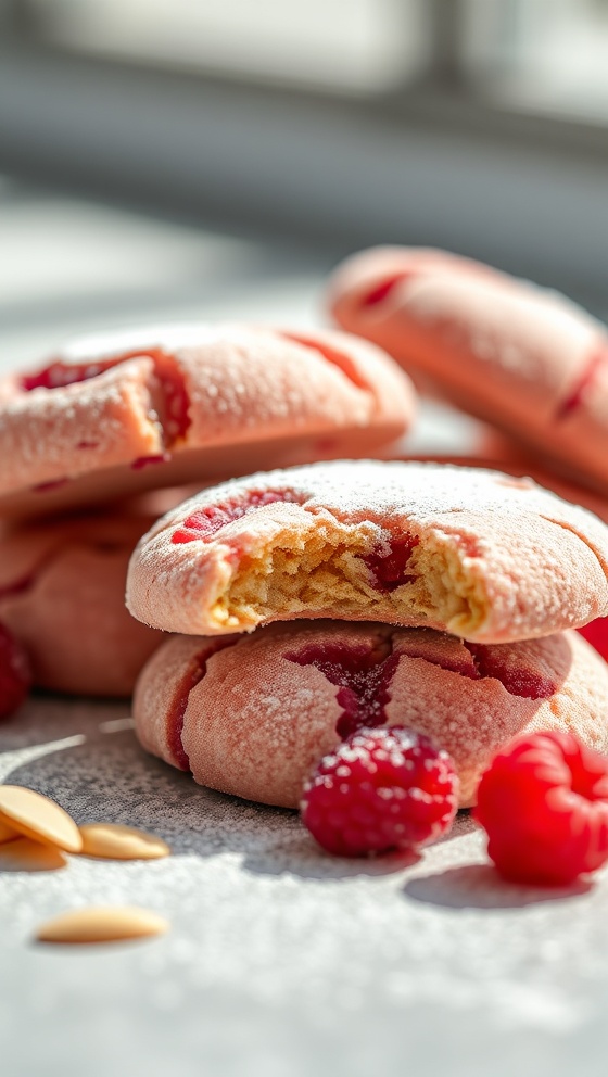 Raspberry Almond Powdered Cookies
