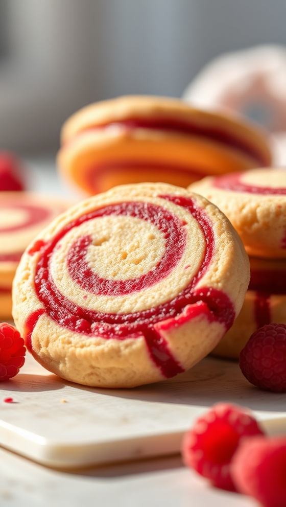 Raspberry Swirl Shortbread Cookies