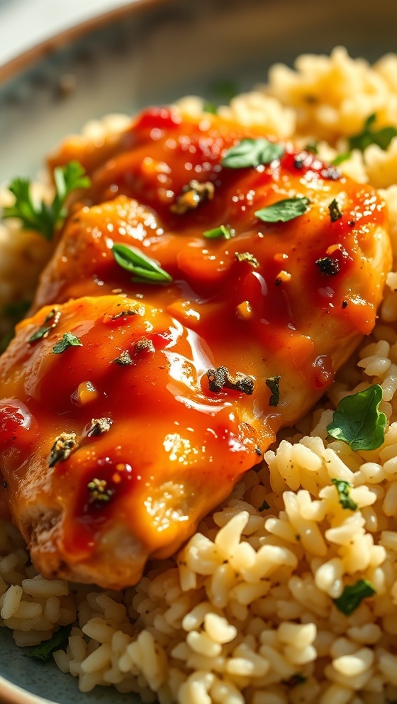 Spiced Honey Garlic Chicken with Lemon Herb Rice