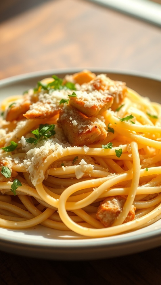 Creamy Garlic Parmesan Chicken Spaghetti