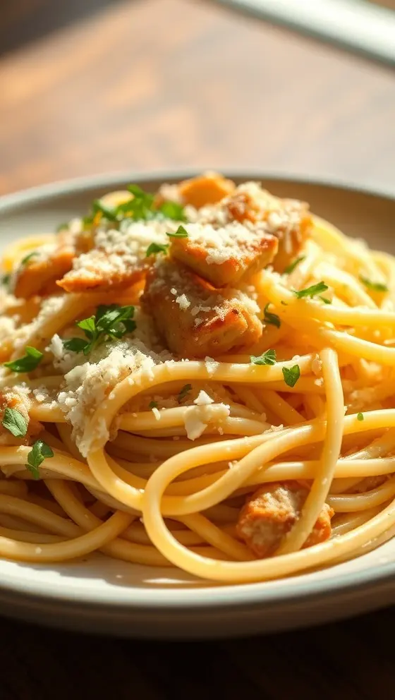 Creamy Garlic Parmesan Chicken Spaghetti