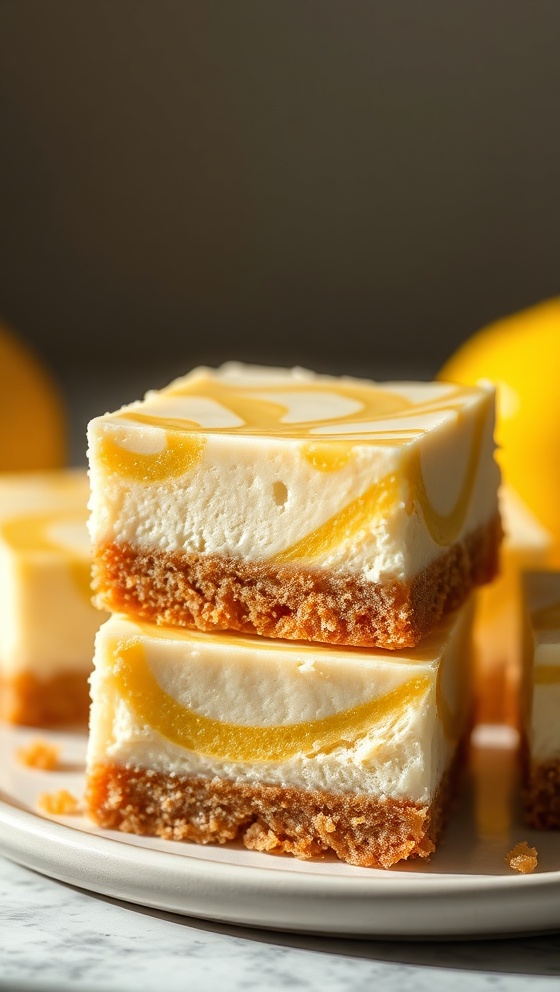 Elegant Lemon Marbled Cheesecake Bars Recipe