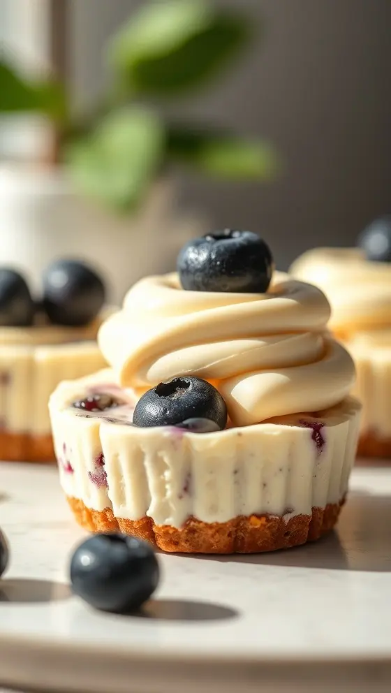 Mini White Chocolate Blueberry Cheesecakes
